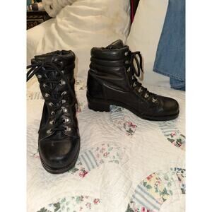 VINTAGE NINE WEST BLACK LEATHER HIKING BOOTS 7.5